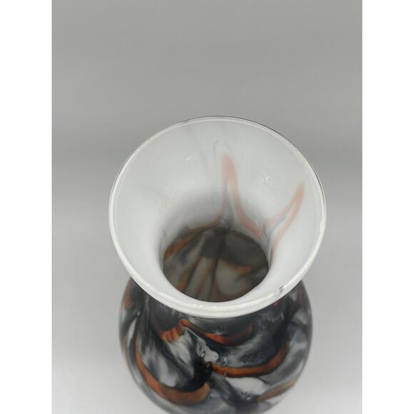 Opaline Empoli VASE by Carlo Moretti Italy Glass White Opal and Orange 10.5” - Picture 3 of 5
